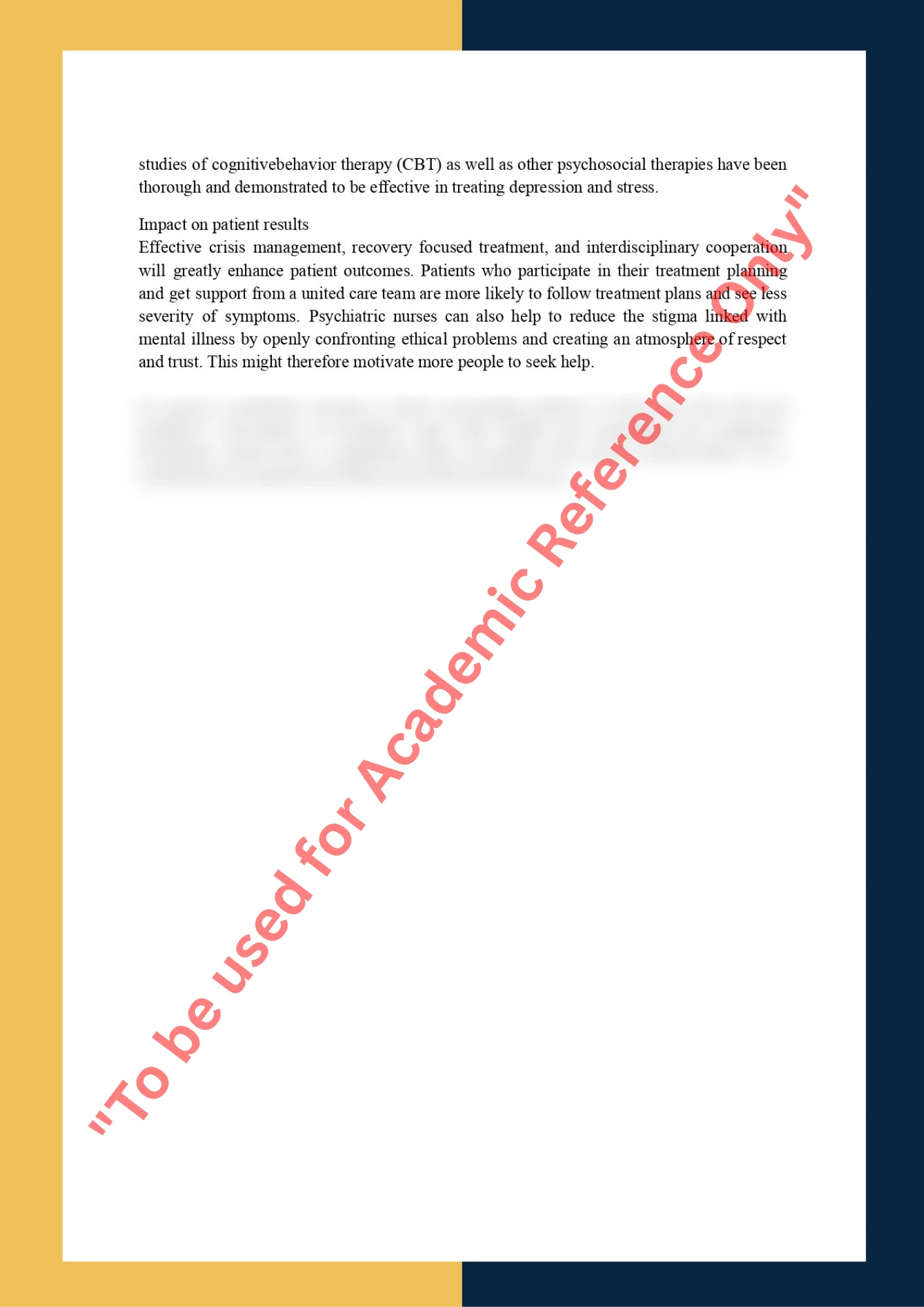 Assignment Sample Of Subject PN 501 – Psychiatric Nursing 2